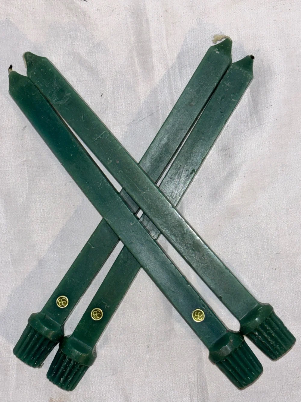 Vintage Colonial Candle Cape Cod Green Square Taper Candles 10” Set of 4